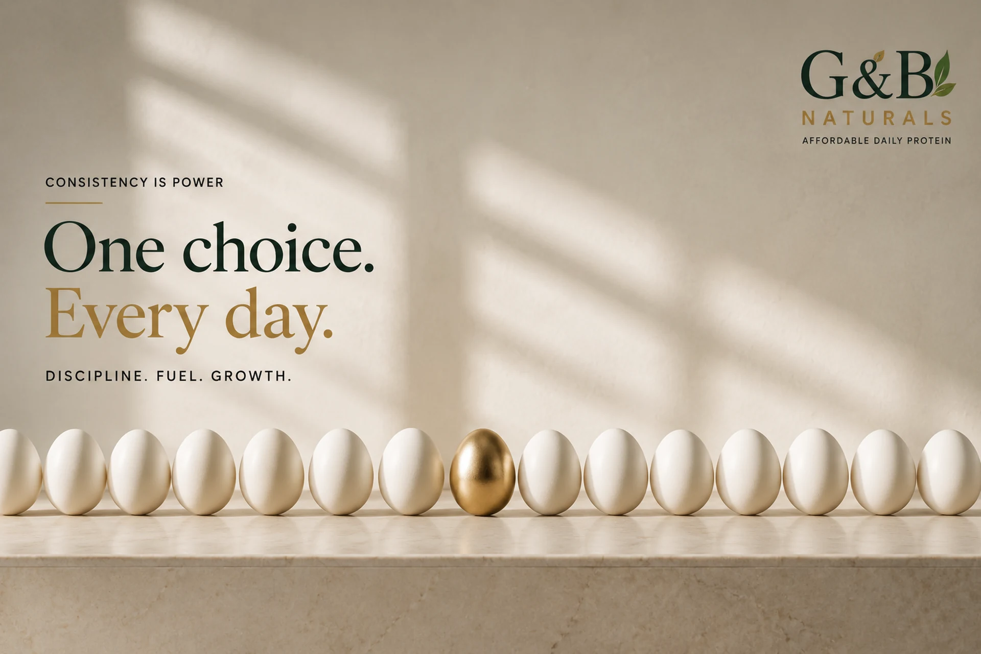 G&B Naturals - One choice. Every day. Consistency is power. Affordable daily protein.