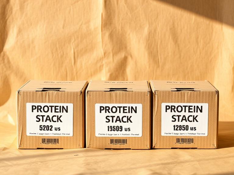 Three protein pack boxes lined up to choose from